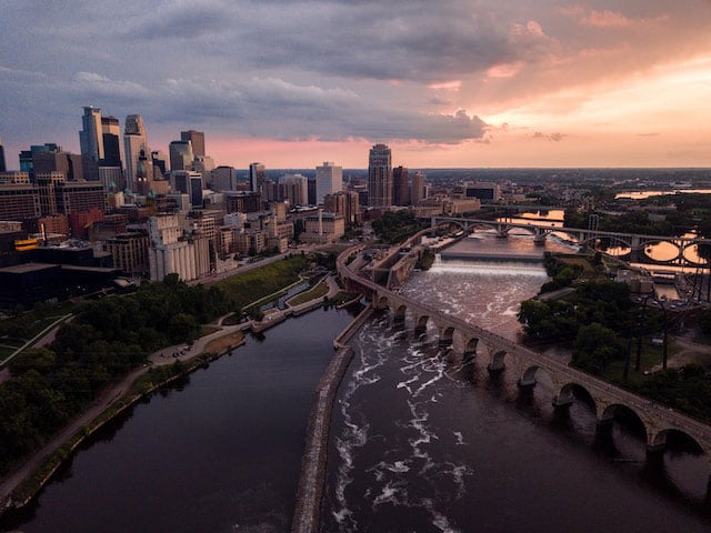 Ariel view of downtown Minneapolis