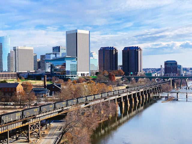 Downtown Virginia next to a river