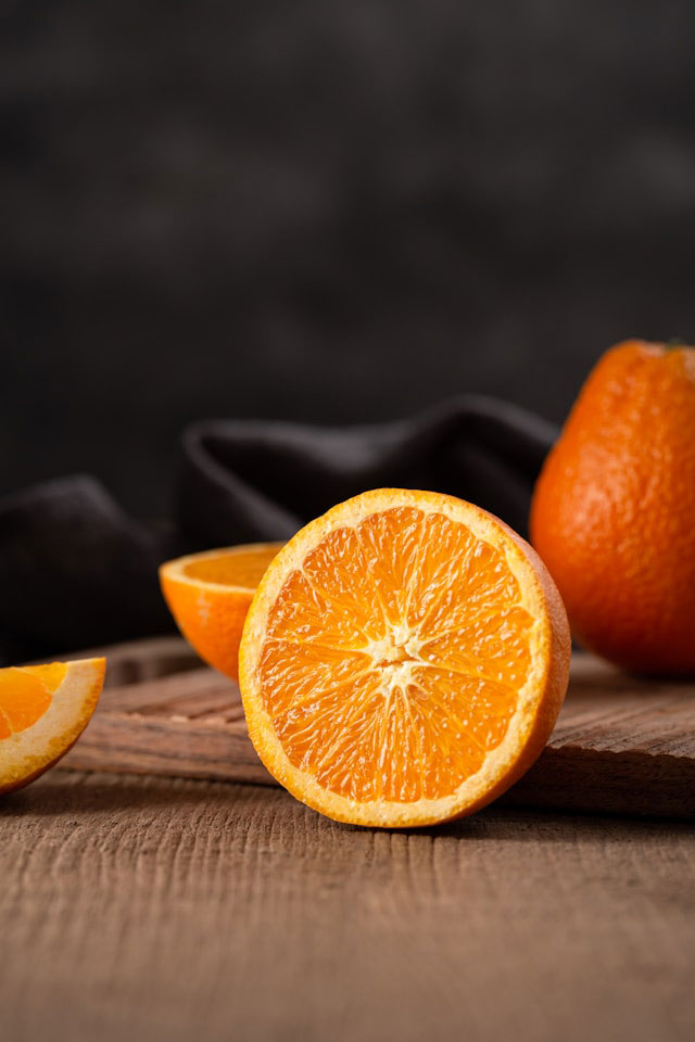 A freshly sliced orange